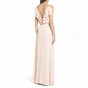 WAYF Long Maci Dress Ruffle Wrap Waist Pink XXS gown formal wedding guest